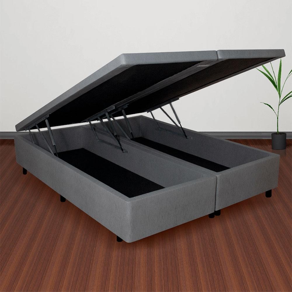Base Box Baú King 178x198x42cm Courino Linho Cinza