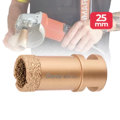 Serra Copo Para Esmerilhadeira Porcelanato Diamantado 25mm Rosca M14 Cortag Perfurar Cerâmica Granito Marmore