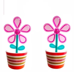2 Luzes Noturnas Infantis Tipo Flor Rosa - DNI 6196