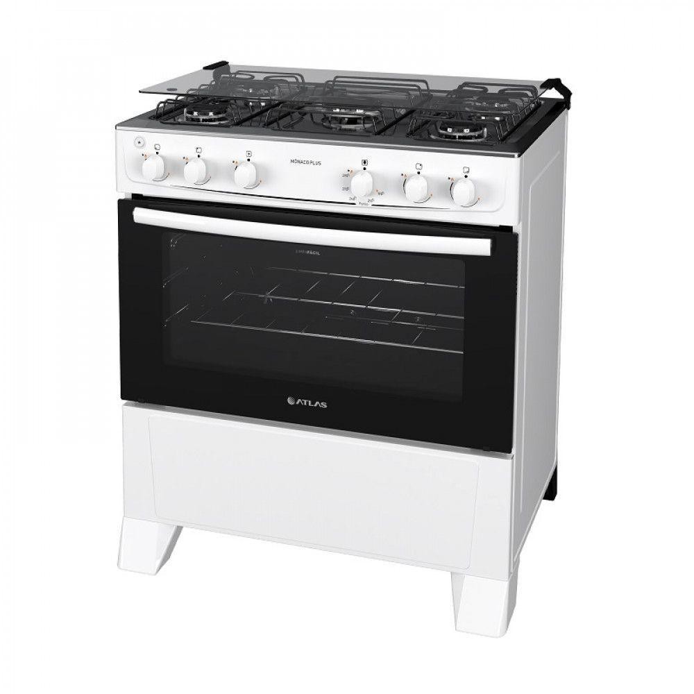 Fogão Mônaco Plus 5 Bocas Automático Atlas Branco Bivolt - Home Appliances