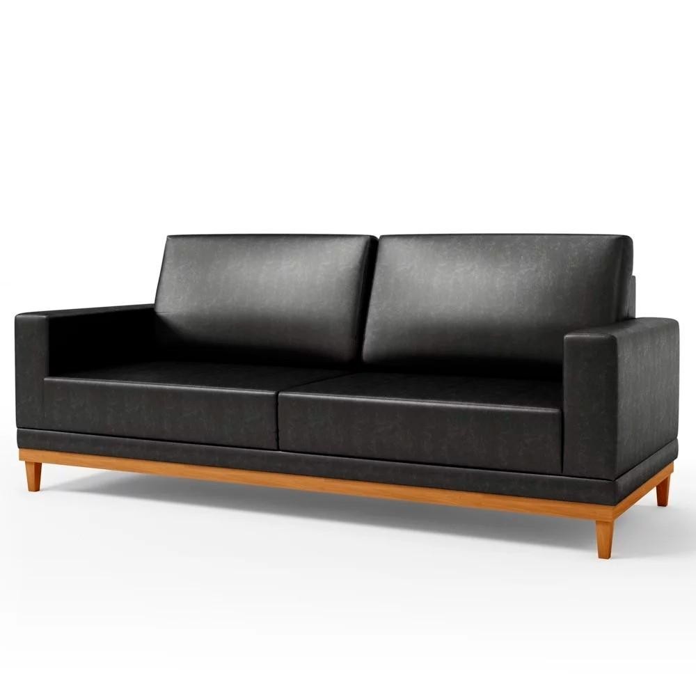 Sofá Living 160cm 2 Lugares Kayrós D05 Sintético Preto - Mpozenato