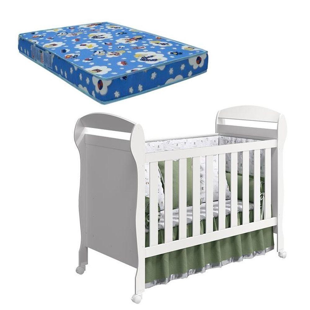 Berço Americano Danny Branco Acetinado Com Colchão Ortobom - Reller em Oferta na Shopee