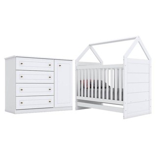 Berço Montessoriano Americano E Cômoda Infantil Mississipi Branco Hp - Henn em Oferta na Shopee
