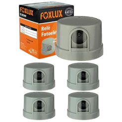 Relé Fotoelétrico Foxlux 127V Cinza | automação de iluminação, praticidade Kit com 5