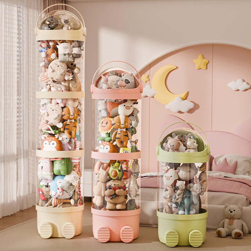 Balde De Armazenamento De Bonecas Grandes De 28 Cm Cesta Organizadora De Pelúcia Multicama...