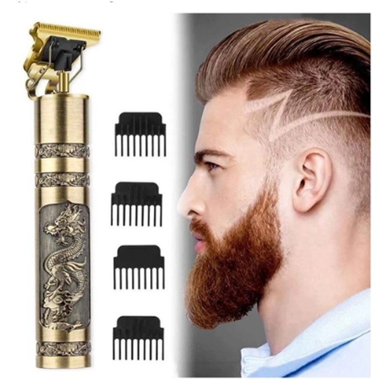 Máquina De Cortar Cabelo Barba Elétrica Profissional Recarregável USB Sem Fio Com 4 Pentes Modelo Aleatório