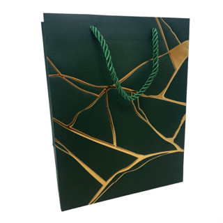 Sacola de Papel para Presente Marmorizada - Verde - 32x26x12cm - 1 unidade - Rizzo em Oferta na Shopee