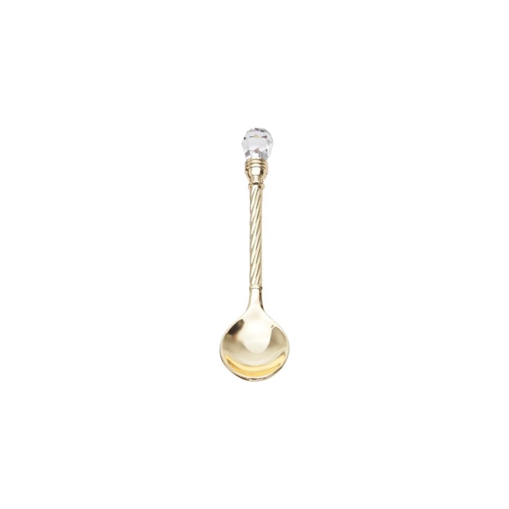 Kit 6 Colheres de Café 11cm Zamac Crystal Dourado Wolff para Mesa Posta Cafeteria Xícaras e Bebidas Quentes Elegante · foto 2