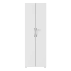 Armário Multiuso Alto Sapateira Organizadora 2 Portas Com Chave 4 Prateleiras Sala de Estar Branco