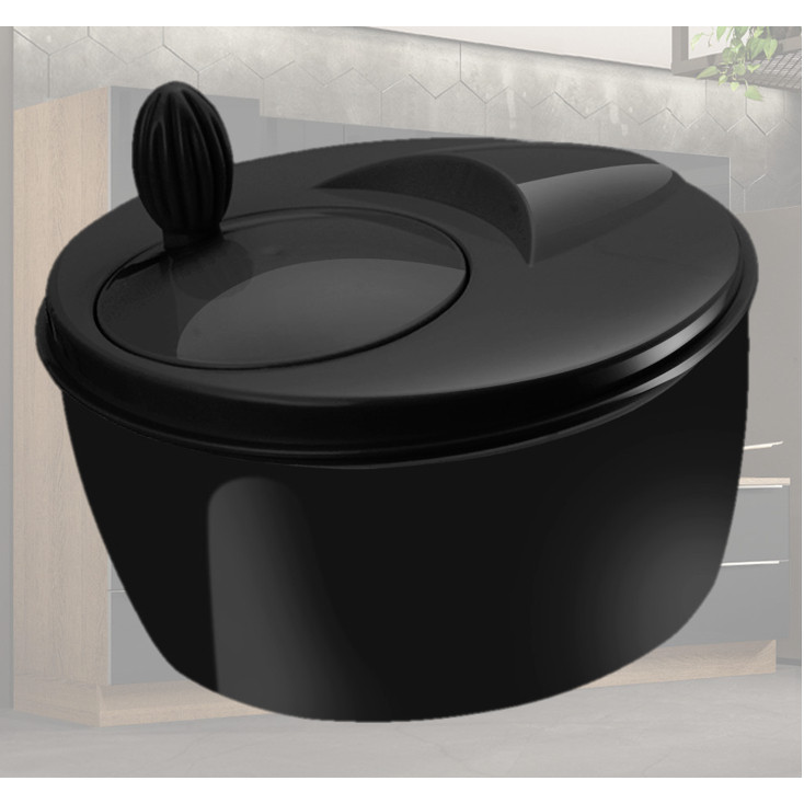 Centrífuga de Salada Manual 4L All Black – Secador de Verduras Elegante em Oferta na Shopee