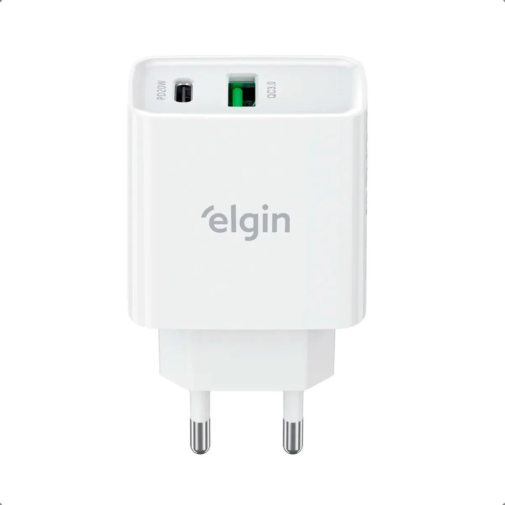 Carregador Usb Tipo C 2 Saídas Elgin Ultra Rápido 20W em Oferta na Shopee