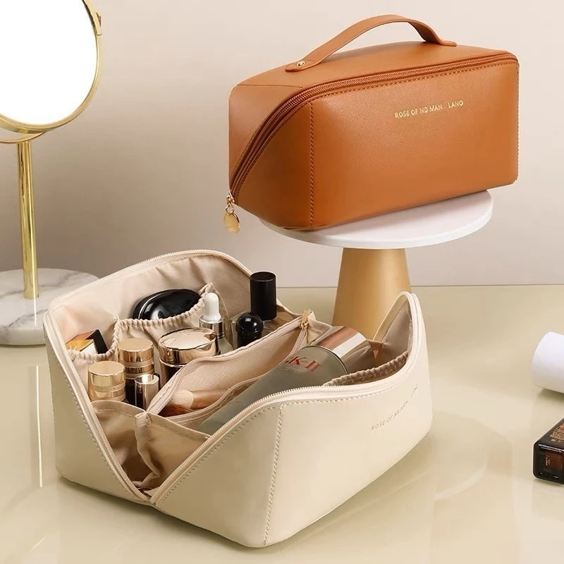 Necessaire Bolsa De Maquiagem Em Couro Armazenamento De Cosméticos Saco De Viagem Organizador De Bagagem De Beleza yobel