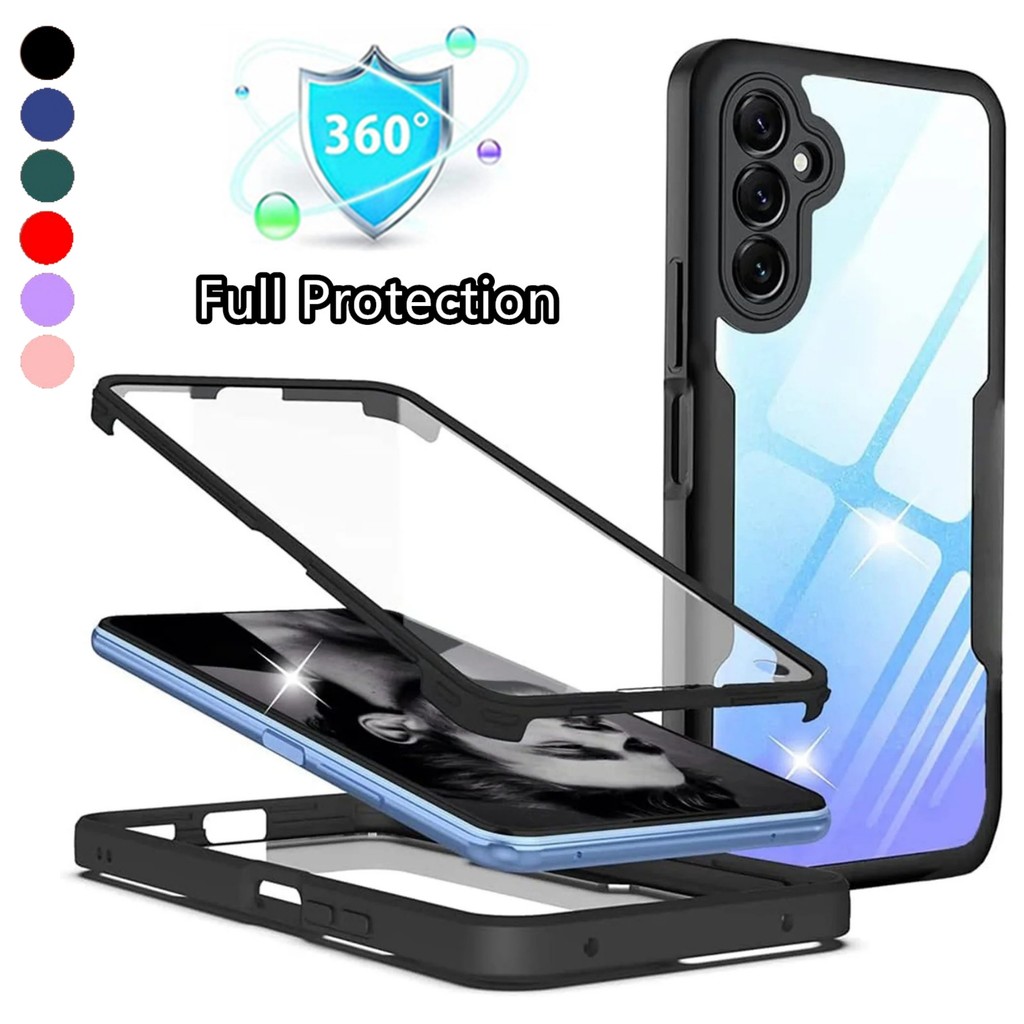 Capa 360 Graus Para Samsung Galaxy A07 A17 A37 A57 A06 A16 A26 A36 A56 A05S A05 A15 A55 Protetor de tela transparente