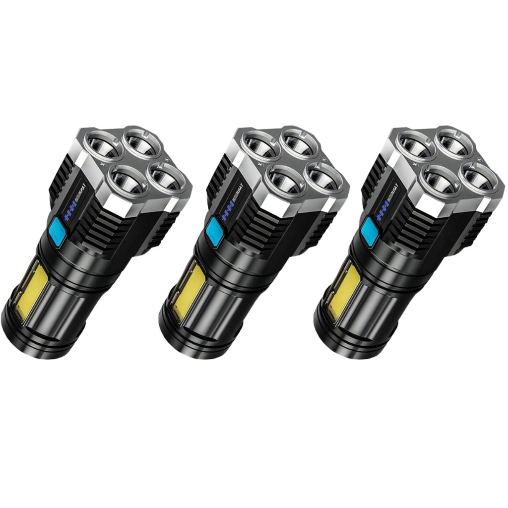 Kit 3 Lanterna Tatica Recarregavel Mais Forte Do Mundo Sitio Led