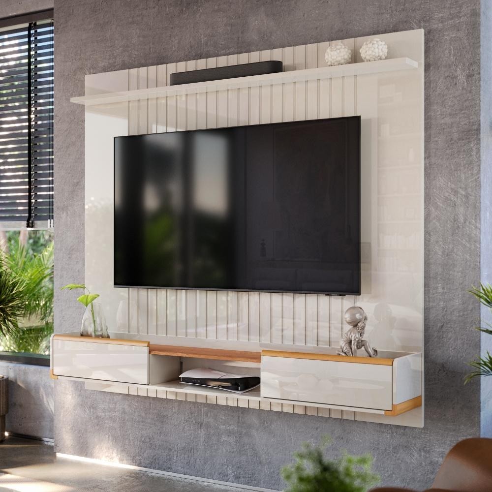 Rack Lukaliam Móveis C/ Painel Tv até 70 Polegadas Frisado Atlas 1,86m