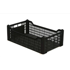 Kit 5 Peças Caixa Plástica Mercado Hortifruti Organizadora Agricola P/ Frutas Verduras Preta