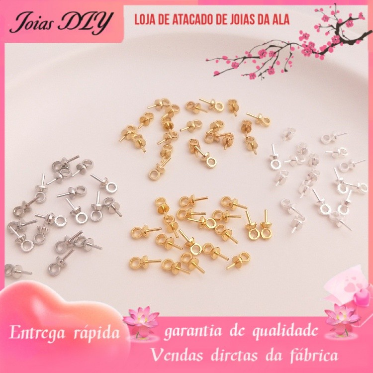 ????Joias DIY Acessórios????Conservação de cor 18K banhado a ouro 14K ouro puro prata semi-perfurado pingente de pérola boto de flores DIY acessórios de ornamentos feitos à mão [Brincos Colar Pulseira]