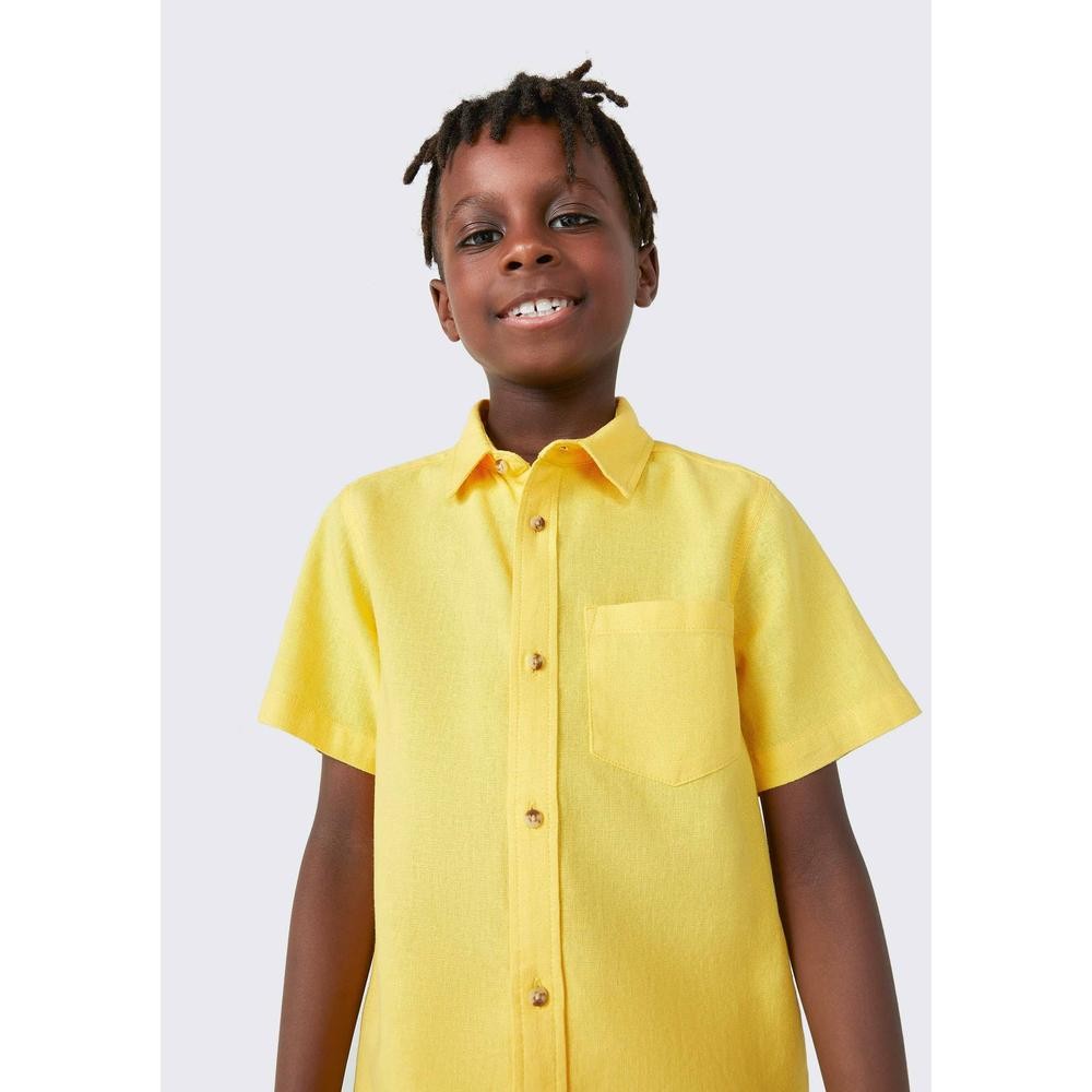 Camisa Infantil Menino Manga Curta Com Linho Hering Kids