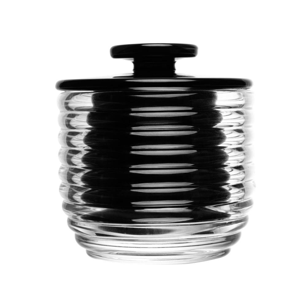 Manteigueira Francesa Lyor Colméia de Vidro Preta 9,5cmx9cm