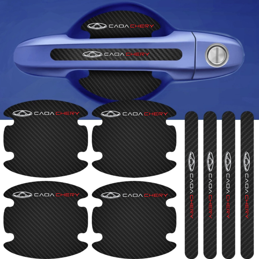Kit Caoa Chery 8 Peças Adesivo Protetor Maçaneta de Porta Efeito Fibra de Carbono Carro Anti Arranhões Fiat