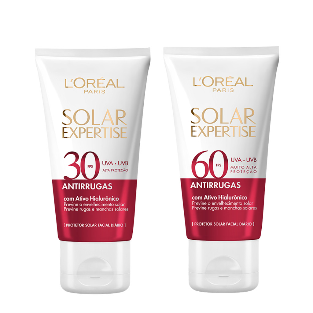 Protetor Solar Facial L'Oréal Paris Solar Expertise Antirrugas FPS 30 e FPS 60 - 40g *VENCIMENTO PRÓXIMO*