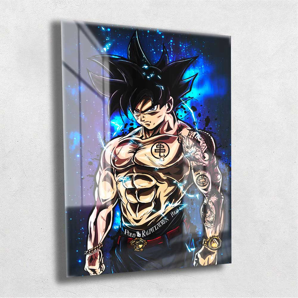 Quadro Metalizado Goku Tatoo Dragon Ball Anime Placa Decorativa Brilhante