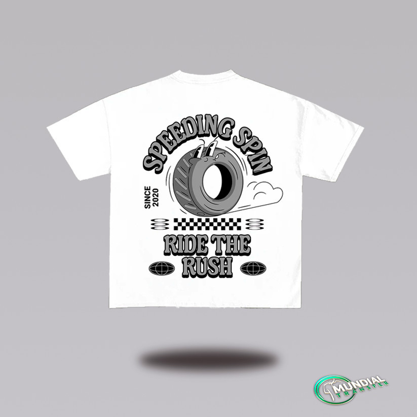 Blusa Unissex Speeding Spin Ride the Rush Camisa Tecido 100% Algodão Confortável Academia Camiseta