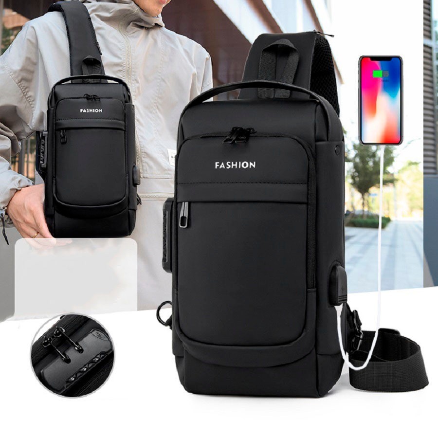 Bolsa Mochila Anti Furto Tiracolo Pochete Transversal Ombro Anti-roubo Usb