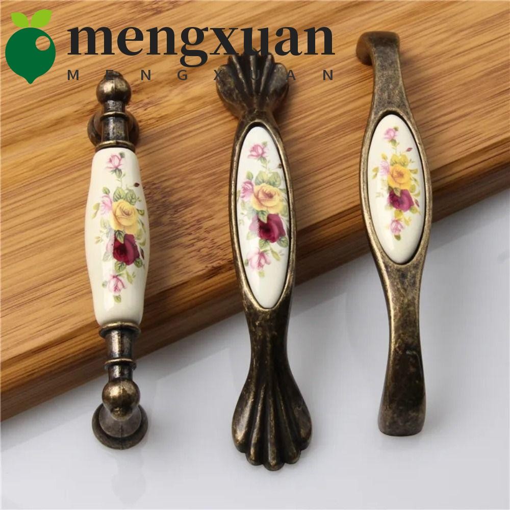 MENGXUAN1 Maçaneta De Puxar Armário , Cerâmica Européia Flower , Porta De Bronze Antigo Puxador Durável De