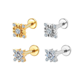 2PCS Kit Piercing Helix Tragus Conch Boca-Medusa Labret Titânio Pvd 5 Zircônias Cravejada em Oferta na Shopee