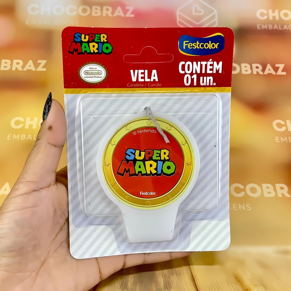 VELA  SUPER MARIO BROS FESTCOLOR em Oferta na Shopee