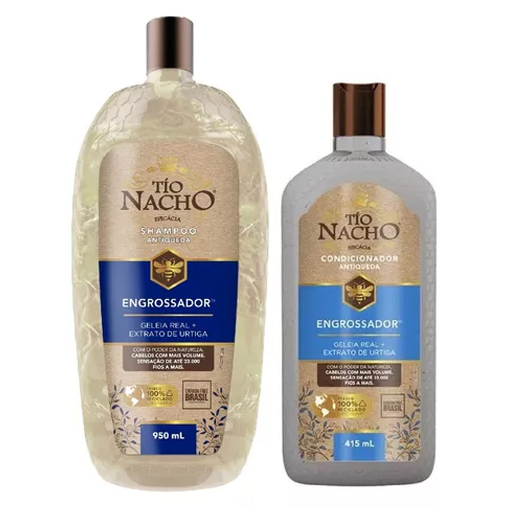 KIT ENGROSSADOR ANTIQUEDA TIO NACHO SHAMPOO 950ML + COND 415ML em Oferta na Shopee