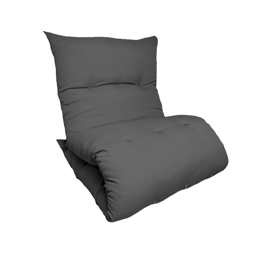 Colchonete Futon Cinza Escuro 170x60cm Pallet Camping Solteiro Dobrável Multiuso Sofá-Cama Japonês