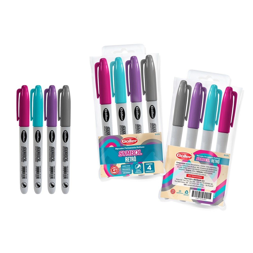 Marcador Multiuso CD, DVD, Retroprojetor E Diversas Superfícies 4 Cores Retro Göller em Oferta na Shopee