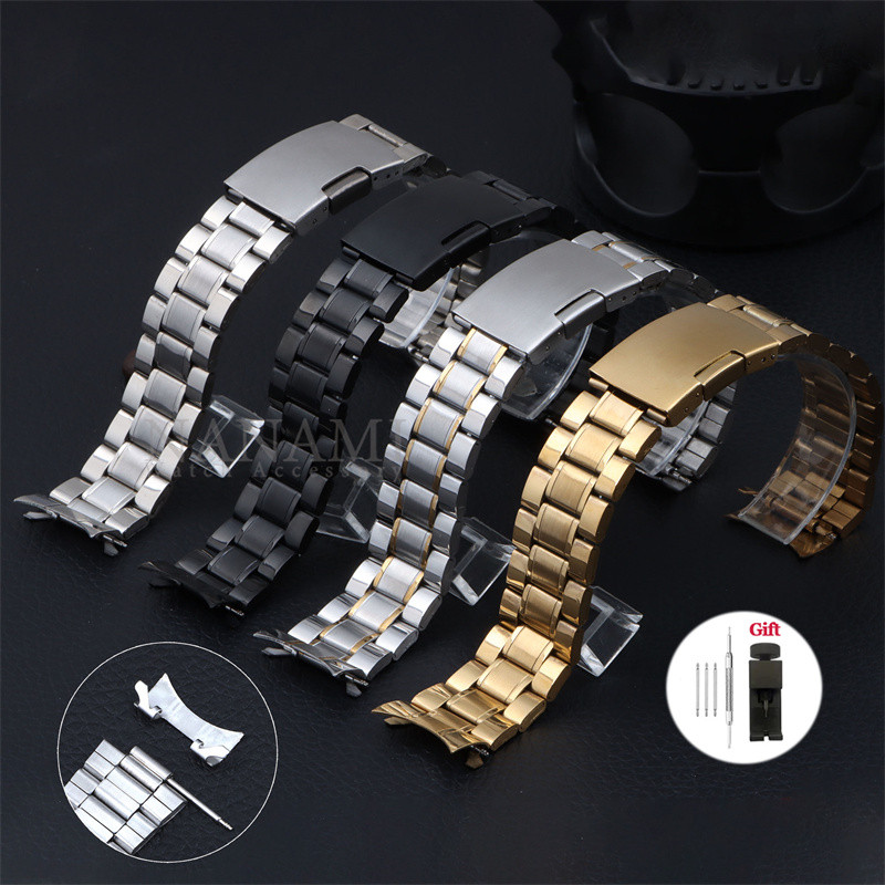 Extremidade Curvada 20mm 22mm Aço Inoxidável Universal Pulseira De Relógio Metal Dobrável Fivela Substituição Masculino Feminino em Oferta na Shopee