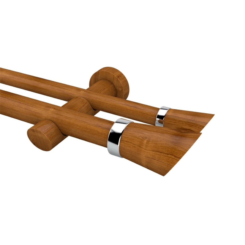 Kit Varão Duplo para Cortina Portas e Janelas - Alemão Plus Cumaru 28x19mm 3 Metros em Oferta na Shopee