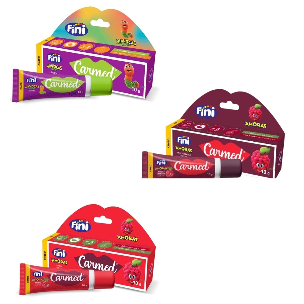 Kit Carmed Fini 3 sabores Amoras minhocas e amoras intensa