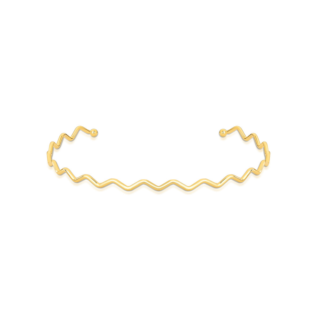 Pulseira Feminina Banhada a Ouro 18k Formato Onda Semijoia Moderna e Elegante