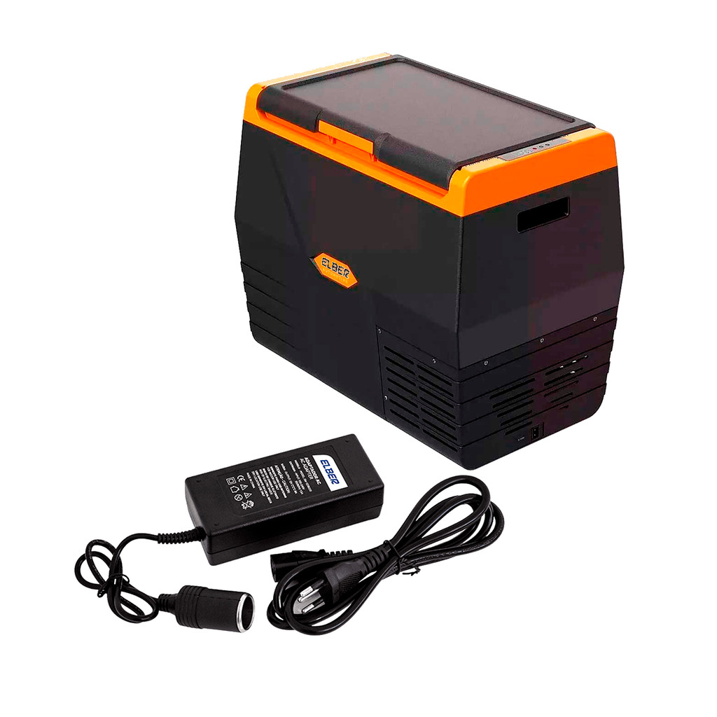 Kit Geladeira Portátil Black 35 Litros + Conversor 12V 8A para Caminhão Viagens e Camping - Elber