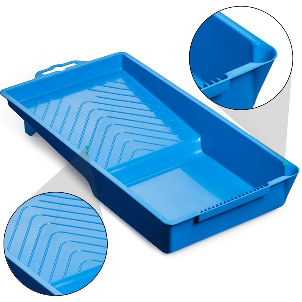 Bandeja para Pintura Pequena 250ml 15x29cm Plástica Azul para Pad Minirolo e Pincel Atlas Uso Doméstico e Artesanal