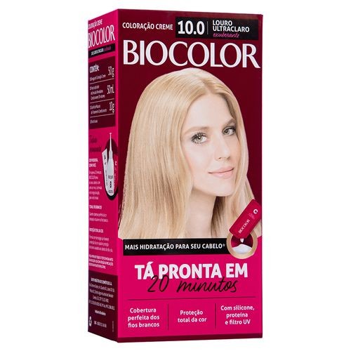 Tintura de Cabelo Biocolor Louro Ultra Claro Exuberante 10.0 em Oferta na Shopee