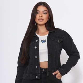 Jaqueta Jeans Feminina Inverno Manga Longa Lisa Gaven Casual Despojado Elegante Confortável em Oferta na Shopee
