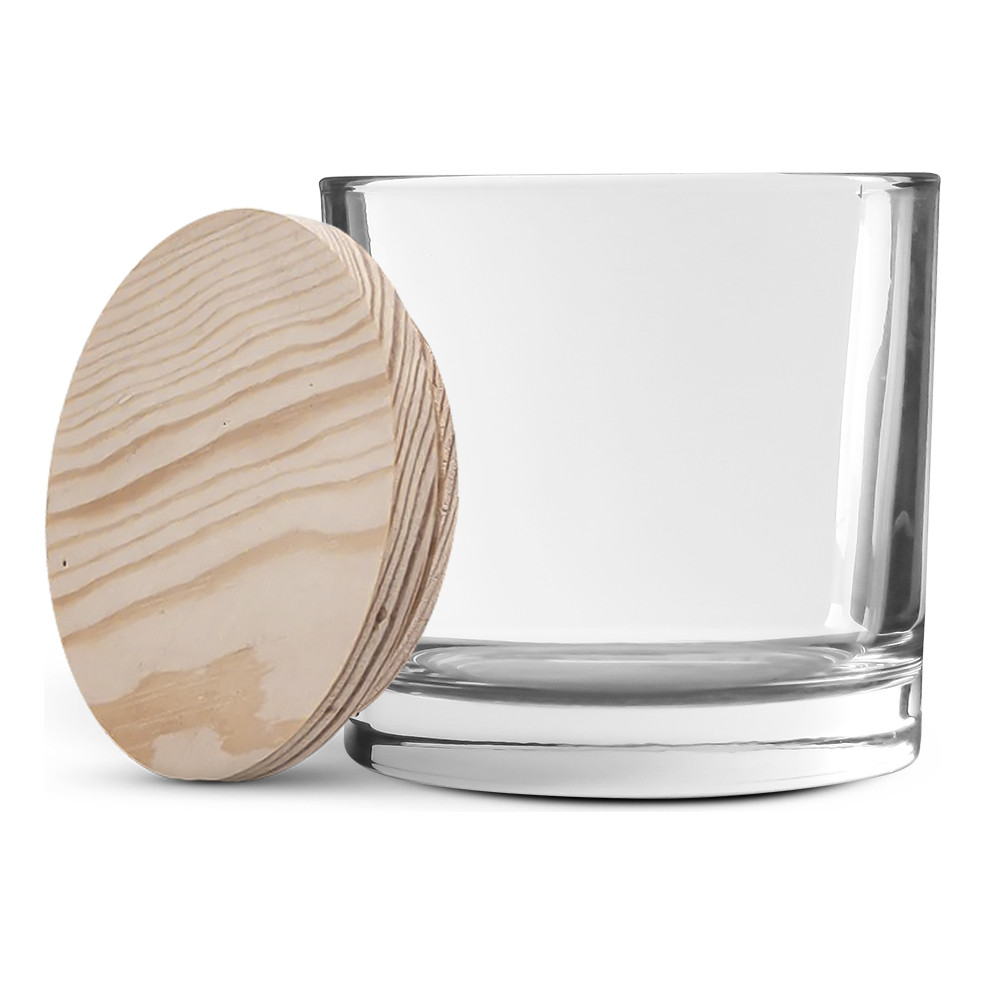 10 Copos De Vidro Whisky P/ Velas 265ml C/ Tampas De Madeira