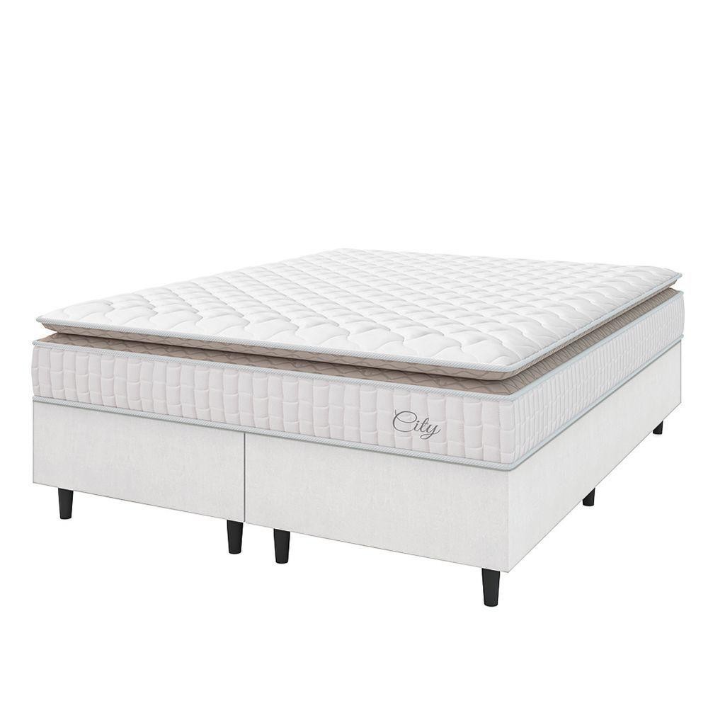 Cama Box Colchão Casal Queen Molas Ensacadas City Pillow Top em Oferta na Shopee
