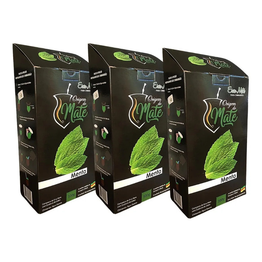3 Erva Mate Chimarrão ORIGEM DO MATE MENTA composta 500gr