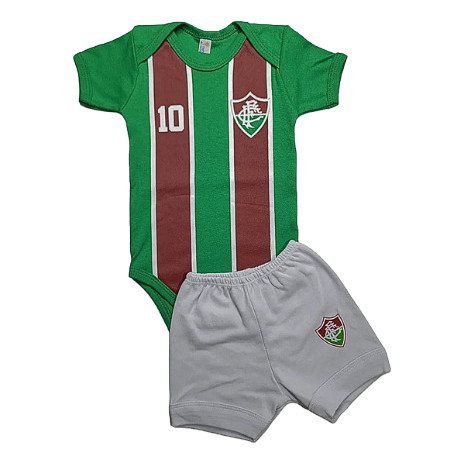 Body Bebê Fluminense C/ Short Branco Bori 100% Algodão