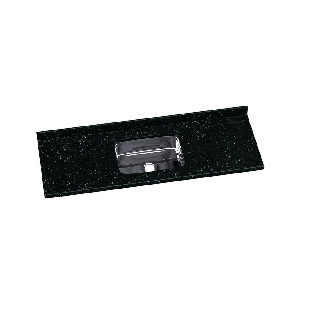 Pia de Cozinha em Mármore Sintético com Cuba em Aço Inox 150cmx55cm AJ Rorato Preto - Home & Living