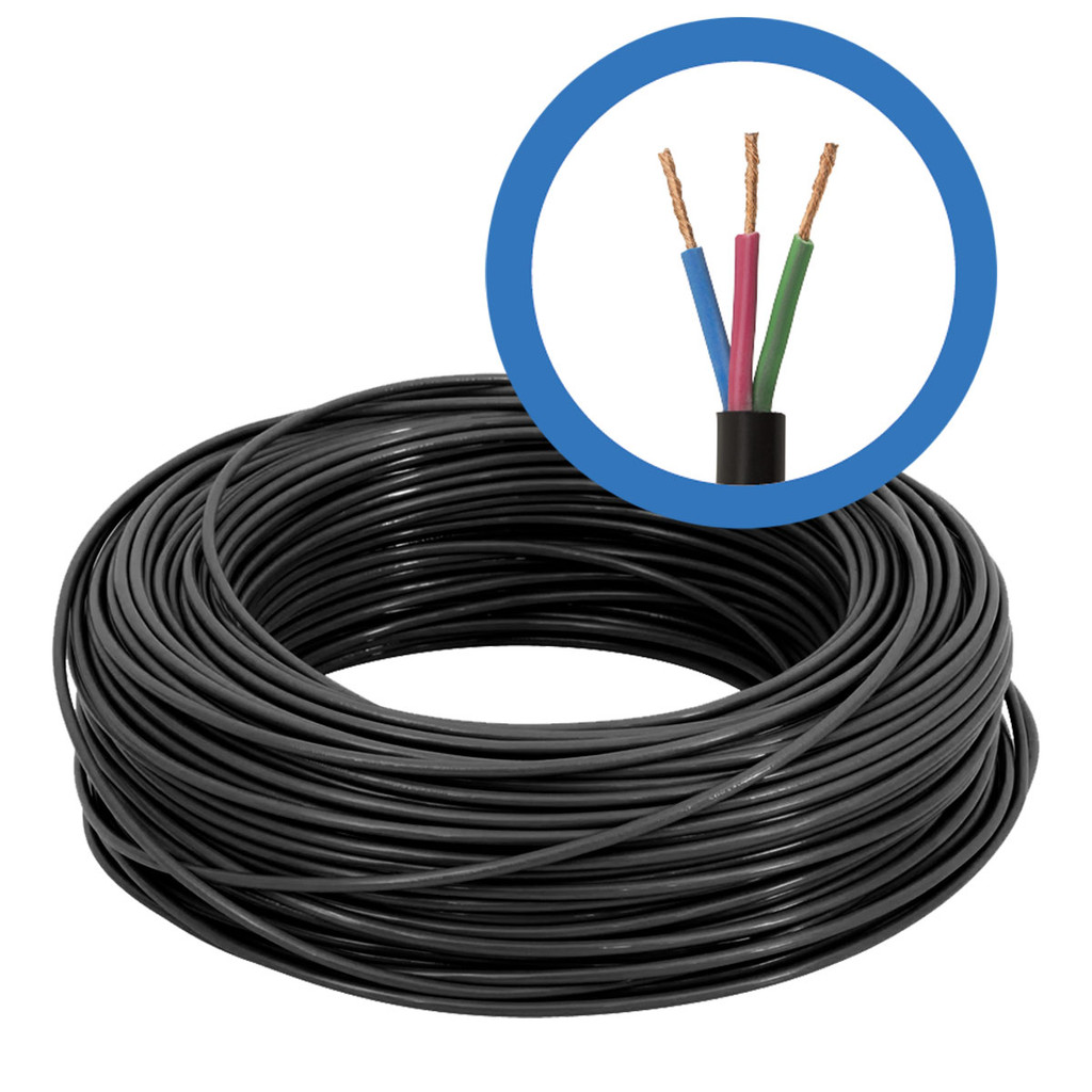 CABO PP 3X2,5MM FLEXÍVEL EMBORRACHADO 3 FIO CABO PARA EXTENSÃO 3 VIAS ROLO COM 50 METROS 100 METROS