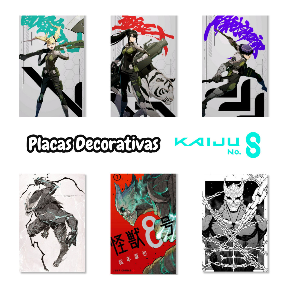 Quadro Decorativo Kaiju N8 No 8 Anime Mangá Otaku Hype | Placa 20x28