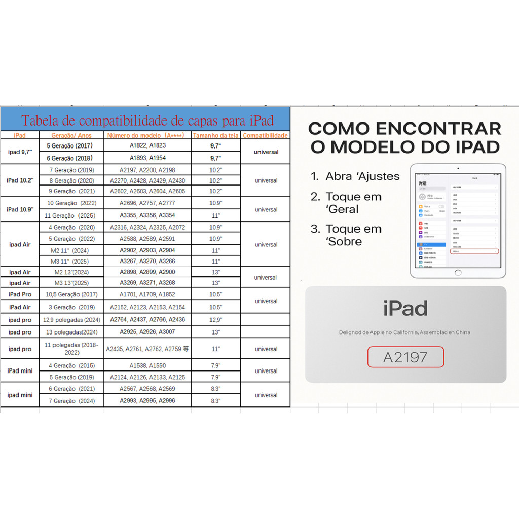 Capa Transparente Proteção Para ipad 7/8/9/10/11(A16)/Pro 11" , Air 4/5/M2/ M3 com suporte para caneta
